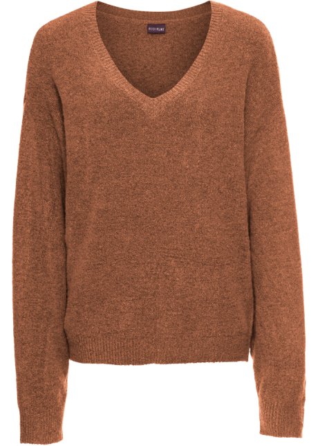 Oversize-Strick-Pullover in braun von vorne - BODYFLIRT