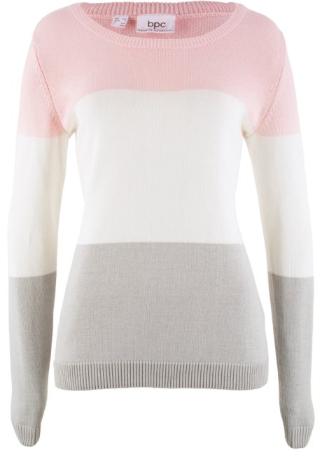 Pullover im Colorblocking-Stil in rosa von vorne - bpc bonprix collection