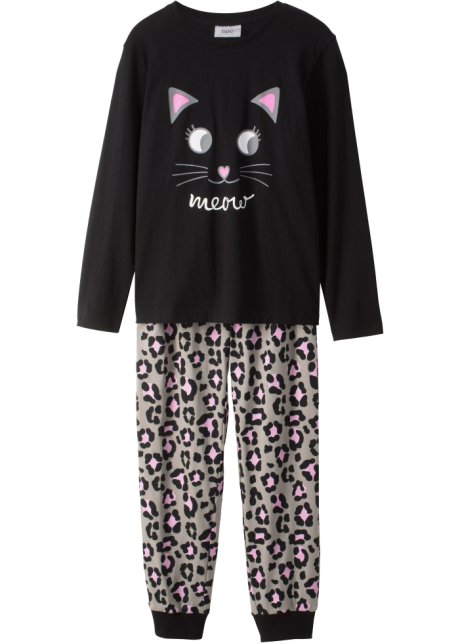 Mädchen Pyjama (2-tlg. Set) in grau von vorne - bpc bonprix collection