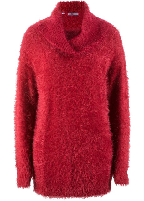 Oversize-Flausch-Pullover in rot von vorne - bpc bonprix collection
