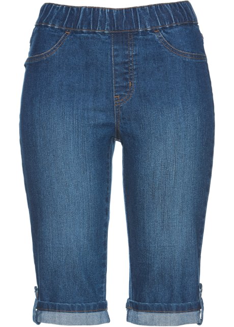 Jeans-Bermuda mit Rundumgummizug in blau von vorne - bpc selection
