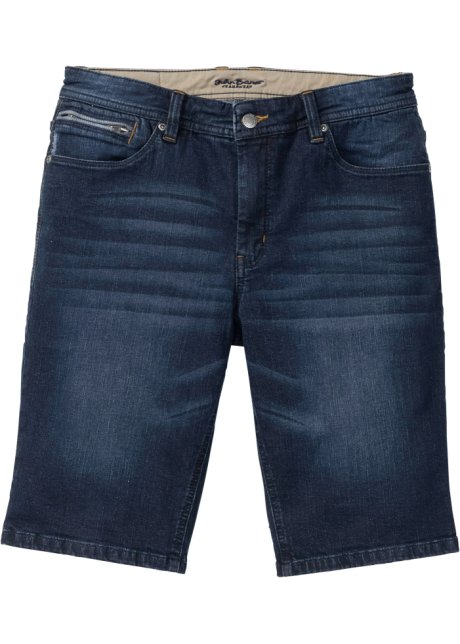 Stretch-Jeans-Bermuda, Slim Fit in blau von vorne - John Baner JEANSWEAR