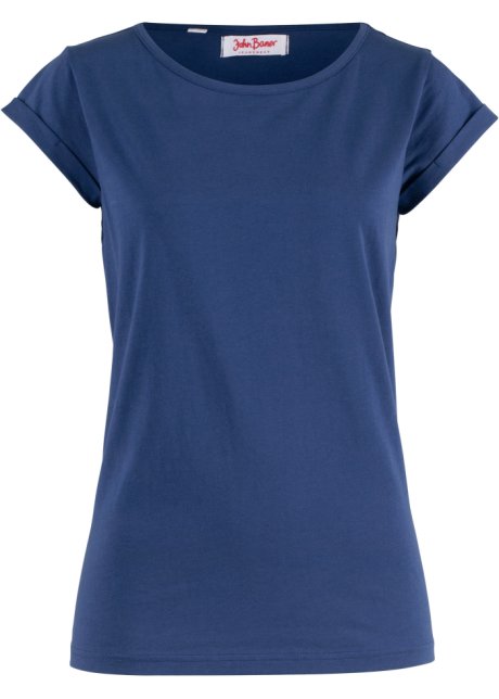 Baumwoll Shirt, Kurzarm in blau von vorne - John Baner JEANSWEAR