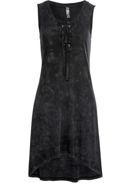 Jerseykleid  mit Schnürung in schwarz von vorne - RAINBOW