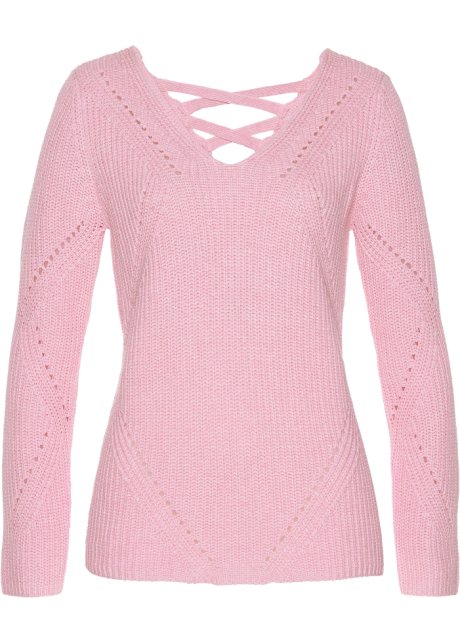 Pullover mit raffinierten Rückenausschnitt in rosa von vorne - bpc selection