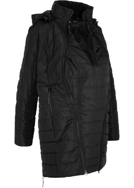 Longstepp-Tragejacke / Longstepp-Umstandsjacke in schwarz von der Seite - bpc bonprix collection