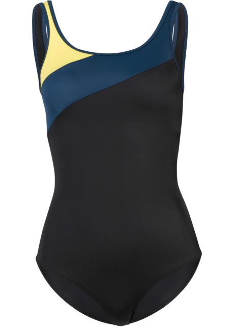 Badeanzug aus recyceltem Polyamid in schwarz von vorne - bpc bonprix collection