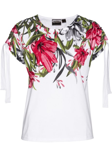 Shirt mit floralem Muster in weiß von vorne - bpc selection