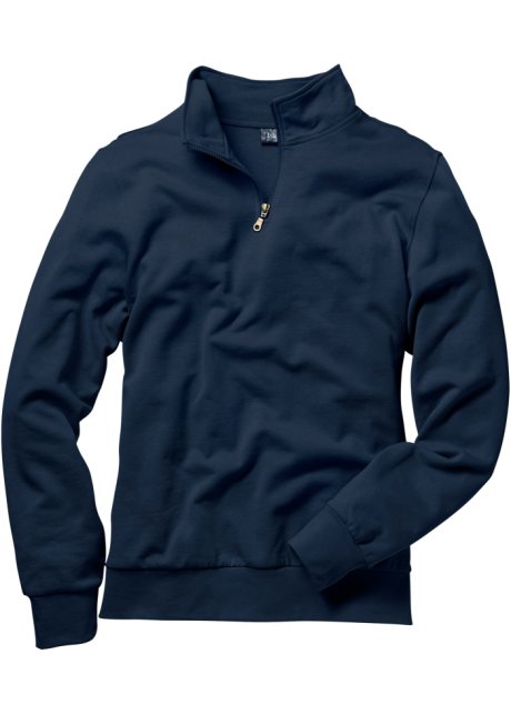 Sweatshirt mit Troyerkragen in blau von vorne - bpc bonprix collection