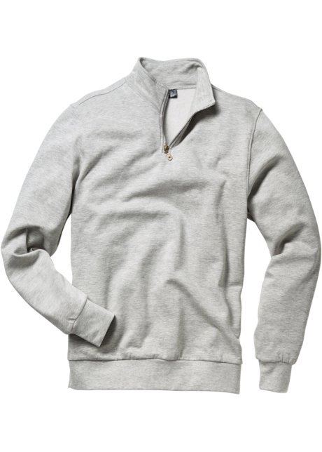 Sweatshirt mit Troyerkragen in grau von vorne - bpc bonprix collection