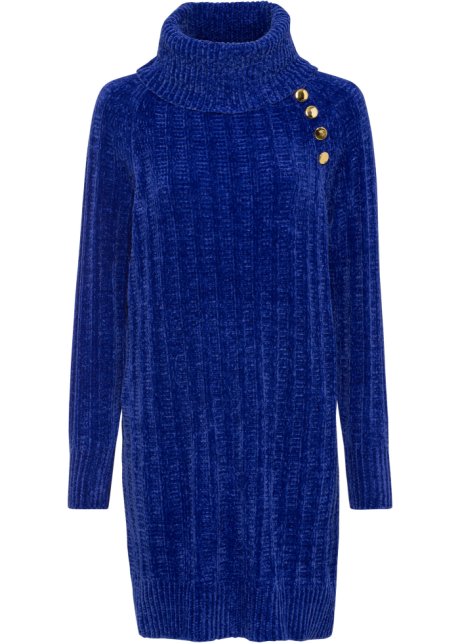 Long-Pullover mit Knöpfen in blau von vorne - BODYFLIRT