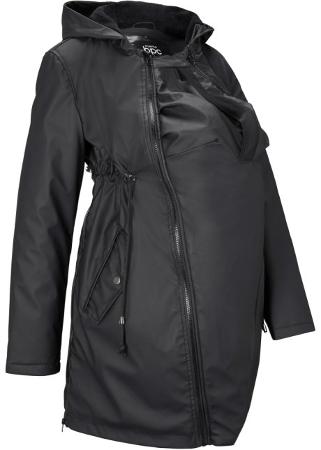 Trage-Jacke / Regen-Umstandsjacke, gefüttert in schwarz von der Seite - bpc bonprix collection