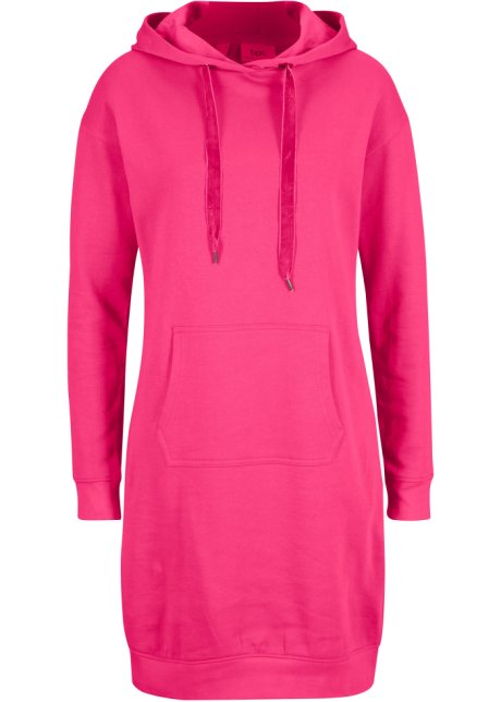 Sweatkleid mit Kapuze in pink von vorne - bpc bonprix collection