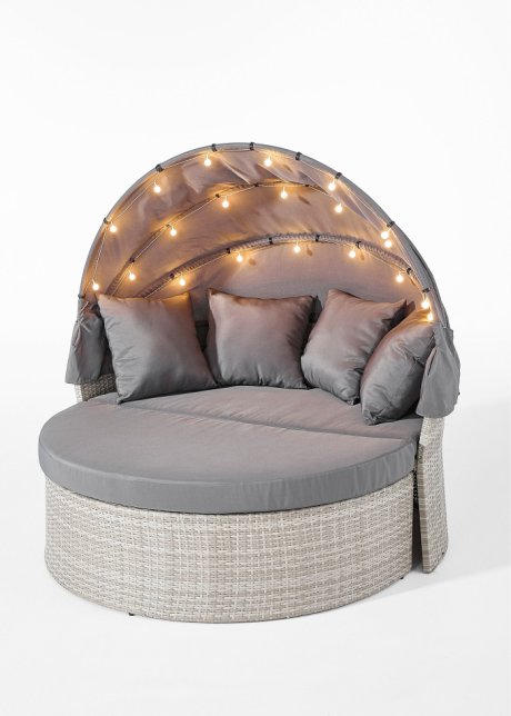 Gartensofa rund mit Canopy mit LED in grau von vorne - bpc living bonprix collection