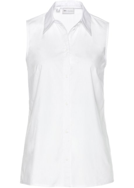 Zeitlose Bluse mit Seitenschlitzen in weiß von vorne - bpc selection