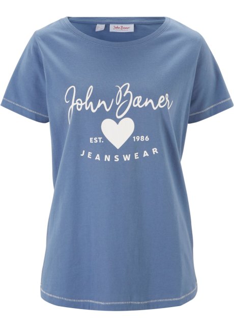 T-Shirt in blau von vorne - John Baner JEANSWEAR