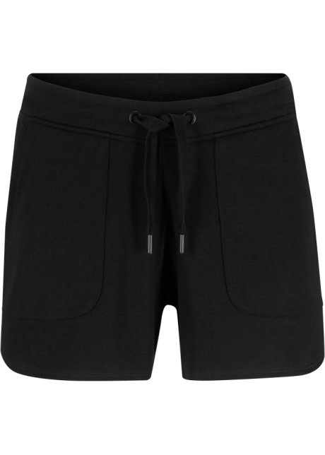 Sweat-Shorts mit Tunnelzug in schwarz von vorne - bpc bonprix collection