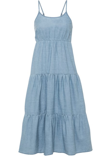Oversize- Kleid in Jeansoptik mit TENCEL™ Lyocell in blau von vorne - RAINBOW