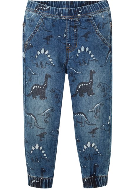 Jungen Sweat-Jeans mit Druck, Slim Fit in blau von vorne - John Baner JEANSWEAR