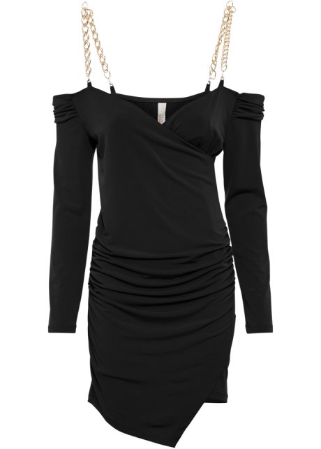 Stretch-Kleid in schwarz von vorne - BODYFLIRT boutique