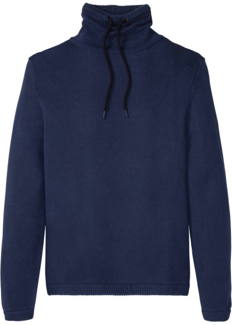 Pullover mit Schalkragen in blau von vorne - bpc bonprix collection