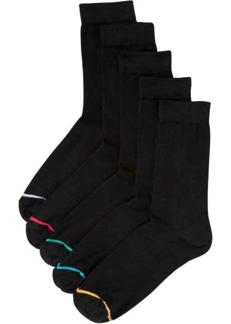 Socken (5er Pack) in schwarz von vorne - bpc bonprix collection