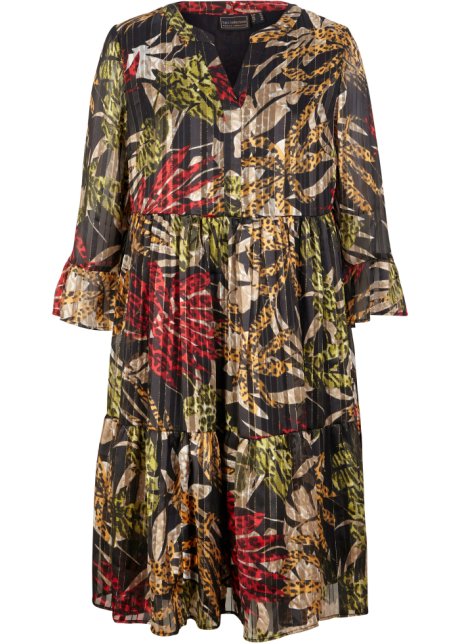 Kleid mit floralem Muster  in schwarz von vorne - bpc selection