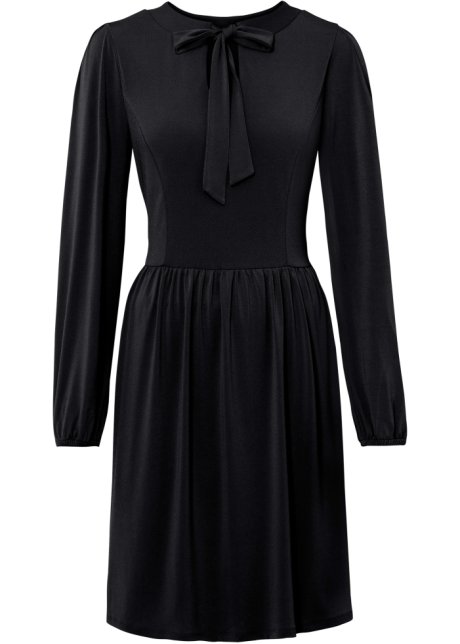 Jerseykleid in schwarz von vorne - BODYFLIRT