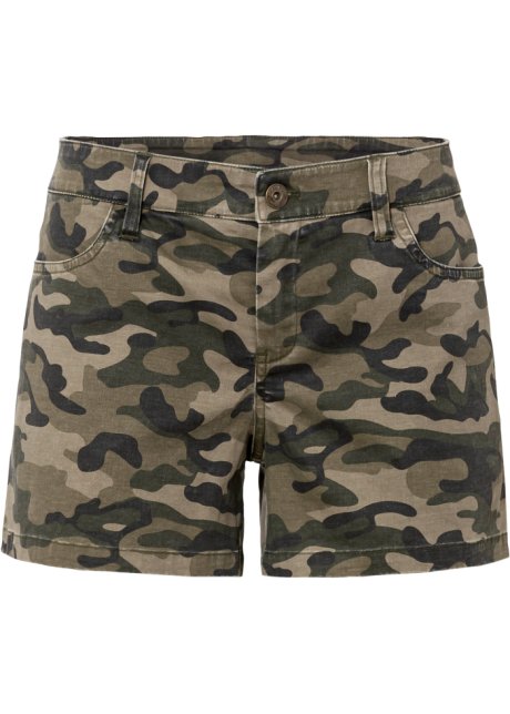 Shorts mit Camouflage-Druck in grün von vorne - RAINBOW