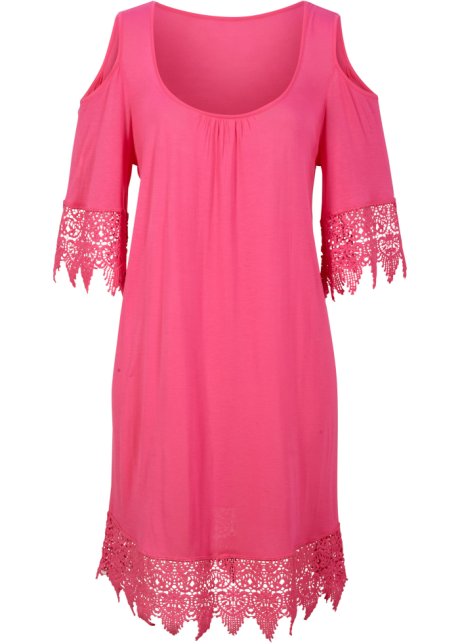 Strand Cold-Shoulder-Shirtkleid in pink von vorne - bpc selection