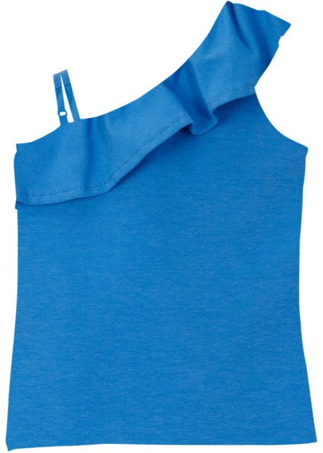 Mädchen Off-Shoulder-Shirt mit Volant in blau von vorne - bpc bonprix collection