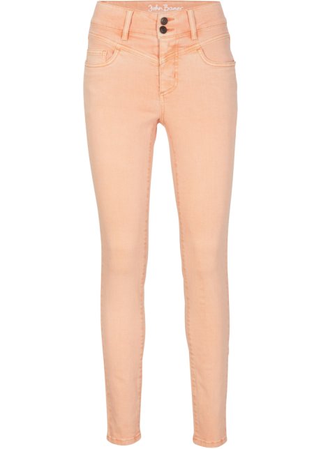 Skinny Jeans Mid Waist, Stretch  in orange von vorne - John Baner JEANSWEAR