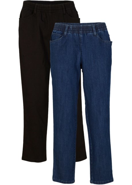 Straight Jeans, Mid Waist, Bequembund, (2er-Pack) in blau von vorne - bpc bonprix collection