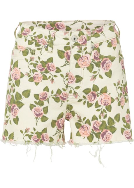 Shorts mit Blumenmuster in weiß von vorne - RAINBOW