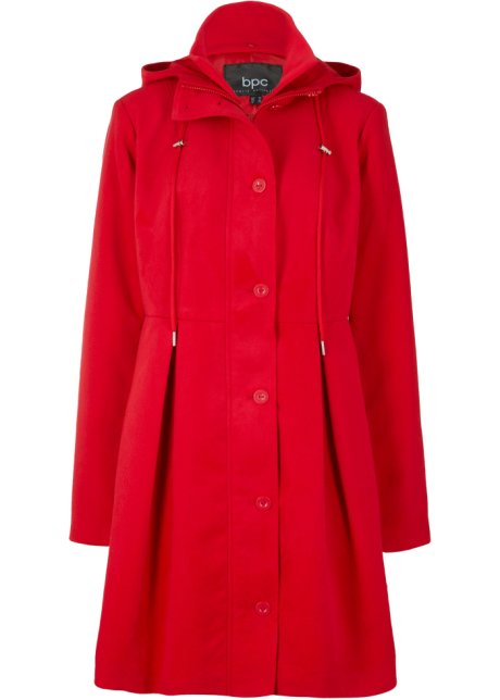 Mantel mit Kapuze und Bundfalten, A-Linie in rot von vorne - bpc bonprix collection
