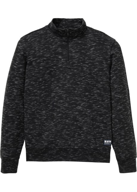 Sweatshirt mit Troyerkragen in schwarz von vorne - bpc bonprix collection