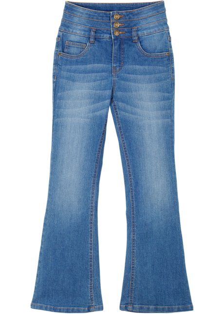 Mädchen High Waist Jeans, flared  in blau von vorne - John Baner JEANSWEAR