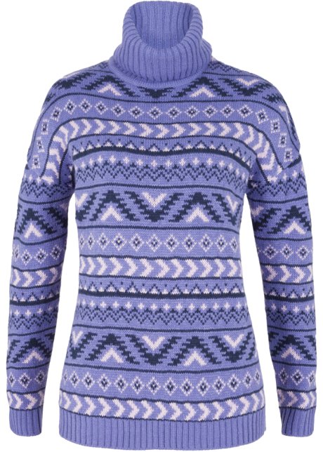 Pullover mit Norweger-Muster in lila von vorne - bpc bonprix collection