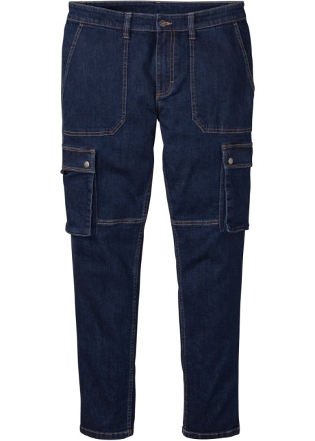 Regular Fit Cargo-Jeans mit Positive Denim #1 Fabric, Tapered in blau von vorne - RAINBOW