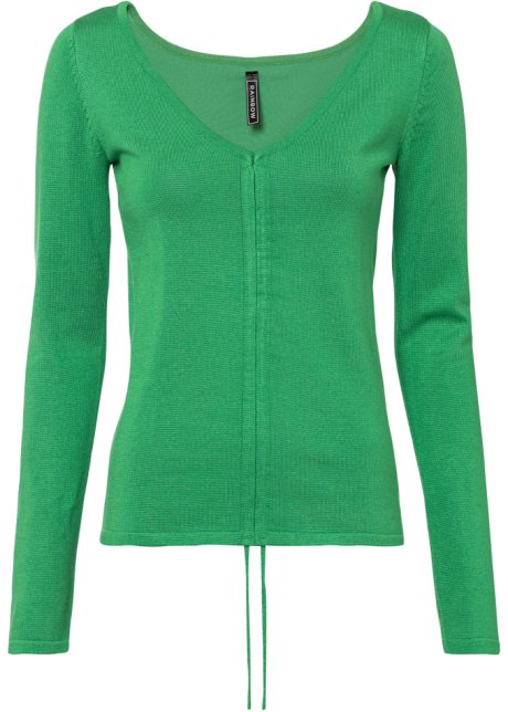 Pullover mit Raffung mit nachhaltiger Viskose in grün von vorne - RAINBOW