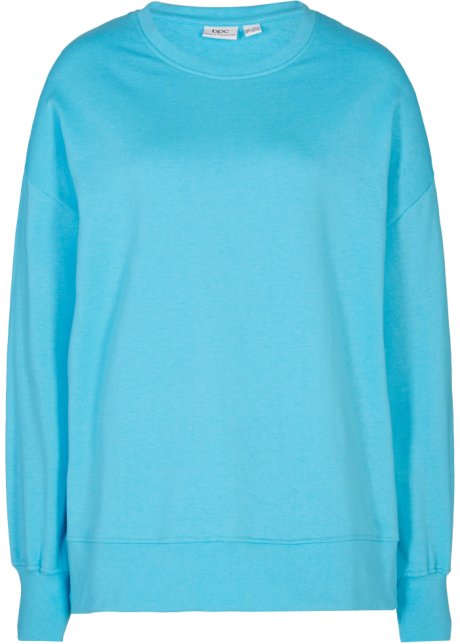Sweatshirt mit Seitenschlitzen, langarm in blau von vorne - bpc bonprix collection