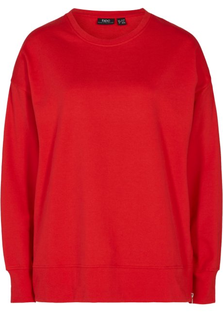 Sweatshirt mit Seitenschlitzen, langarm in rot von vorne - bpc bonprix collection