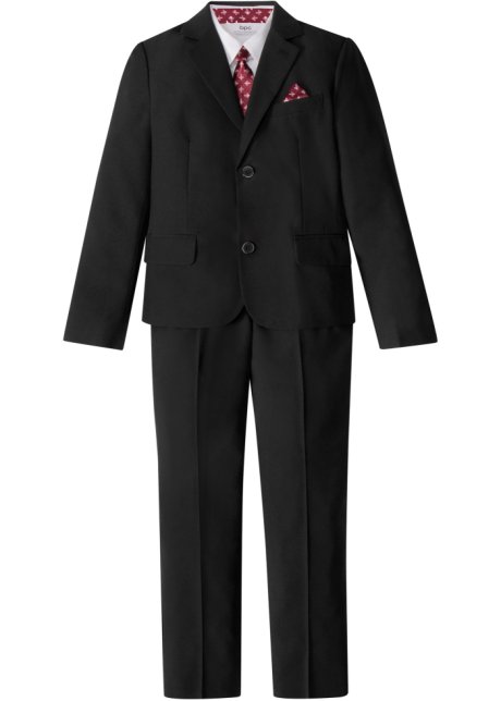 Jungen Anzug + Hemd + Krawatte (4-tlg. Set) in schwarz von vorne - bpc bonprix collection