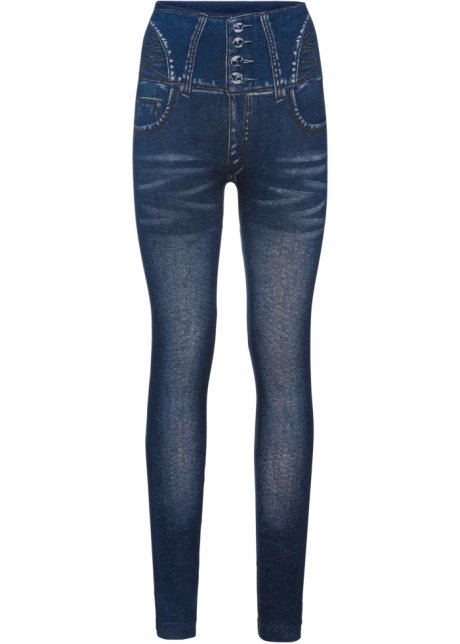 Shape Seamless Leggings Jeansoptik mit starker Formkraft in blau von der Seite - bpc bonprix collection