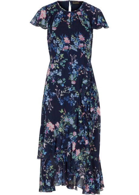 Kleid mit Volants in blau von vorne - bpc selection
