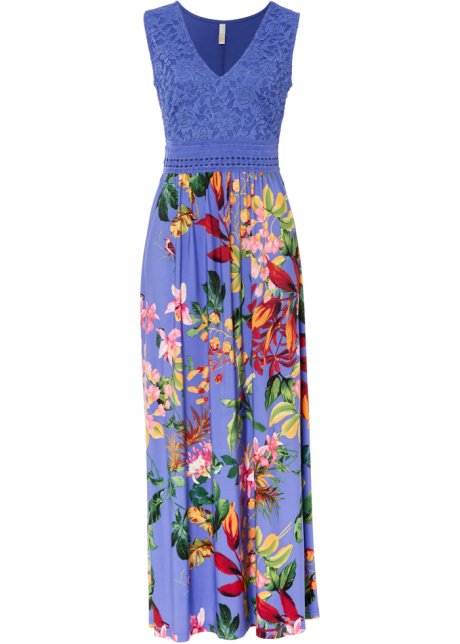 Kleid mit Spitzeneinsatz in lila von vorne - BODYFLIRT boutique