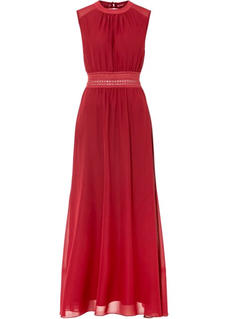 Kleid mit Chiffonrock in rot von vorne - BODYFLIRT boutique