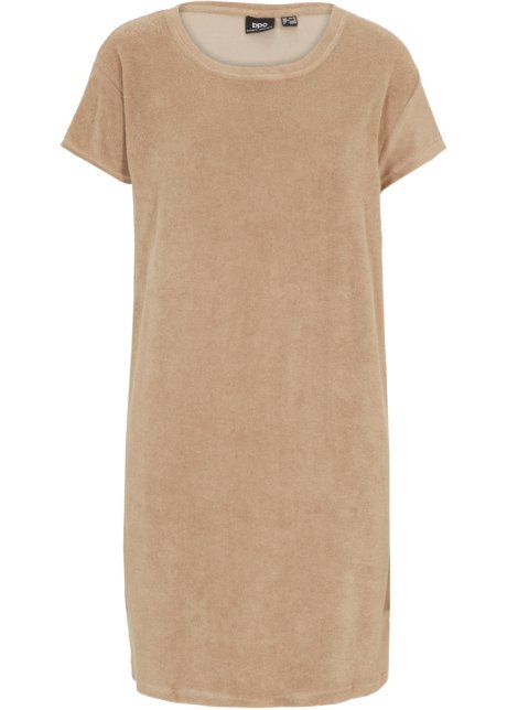 T-Shirt-Kleid aus Frottee in braun von vorne - bpc bonprix collection