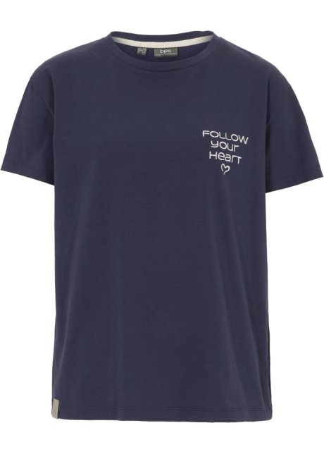 T-Shirt mit gesticktem Motiv in blau von vorne - bpc bonprix collection