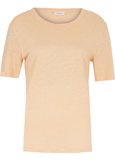 Lockeres Leinen-Shirt mit Rundhalsausschnitt in orange von vorne - bpc bonprix collection